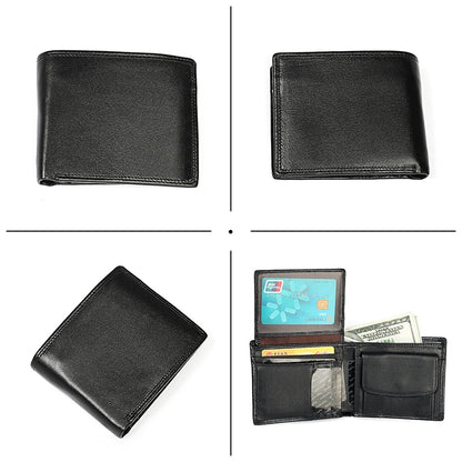8020 Horizontal Retro Crazy Horse Texture Leather Anti-magnetic RFID Wallet Clutch Bag compatible with Men, with Card Slots, 8020 Black