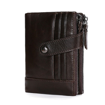 TP-196 Multi-functional Retro Cowhide Leather Multiple Card Slots Dual zipper RFID Wallet
