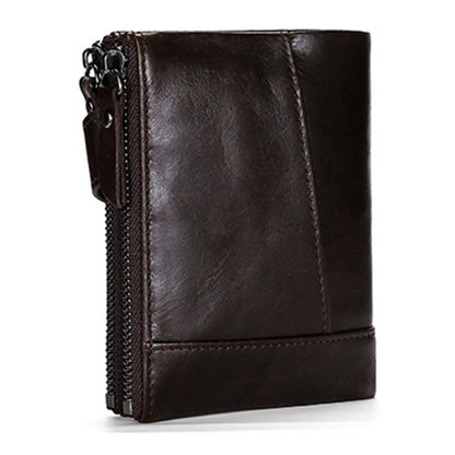 TP-196 Multi-functional Retro Cowhide Leather Multiple Card Slots Dual zipper RFID Wallet