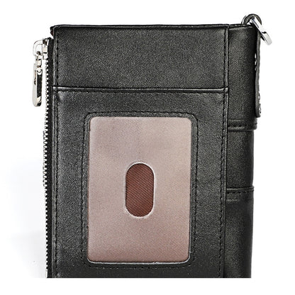 3529 Retro Crazy Horse Texture Double Zipper Anti-magnetic RFID Wallet compatible with Man with Card Slots