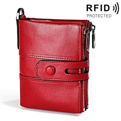 3529 Retro Crazy Horse Texture Double Zipper Anti-magnetic RFID Wallet compatible with Man with Card Slots
