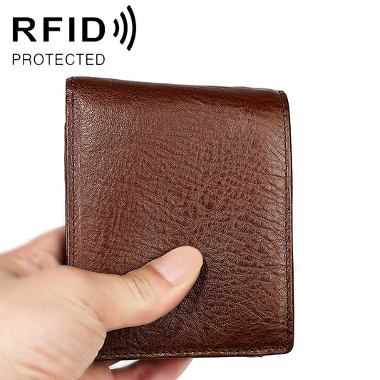 8018 Antimagnetic RFID Retro Fashion Crazy Horse Texture Leather Wallet compatible with Men and Women, 8018