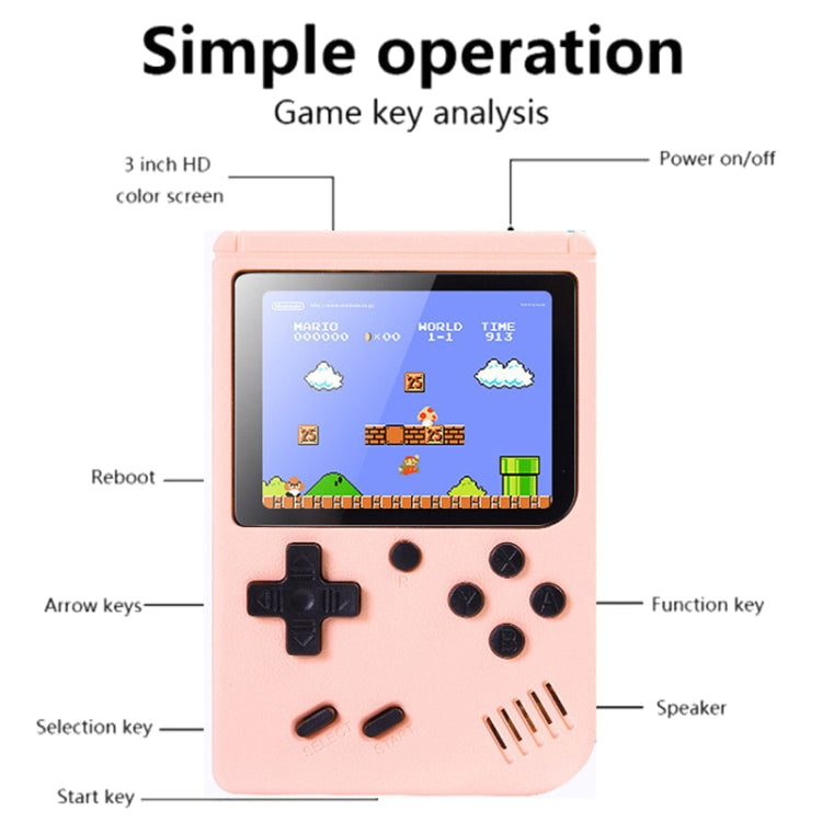 MK800 3.0 inch Macaron Mini Retro Classic Handheld Game Console compatible with Kids Built-in 800 Games, Support AV Output, MK800 / Yellow