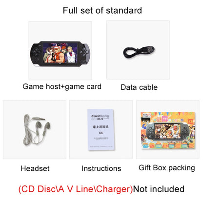 X6 4.3 inch Screen Retro Portable Game Console with 3MP Camera, Built-in 10000 Games, Supports E-book / Recording / Music Playing / Video Playing