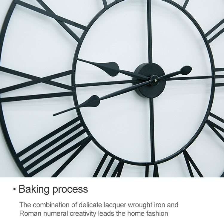 60cm Retro Living Room Iron Round Roman Numeral Mute Decorative Wall Clock (White), 50cm