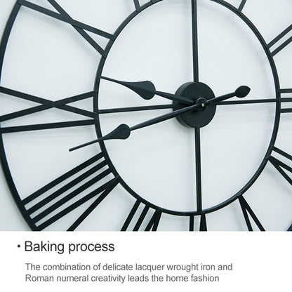 60cm Retro Living Room Iron Round Roman Numeral Mute Decorative Wall Clock (White), 50cm