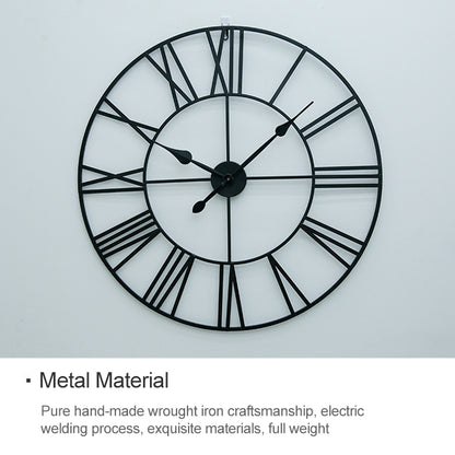 60cm Retro Living Room Iron Round Roman Numeral Mute Decorative Wall Clock