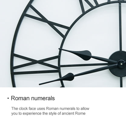60cm Retro Living Room Iron Round Roman Numeral Mute Decorative Wall Clock