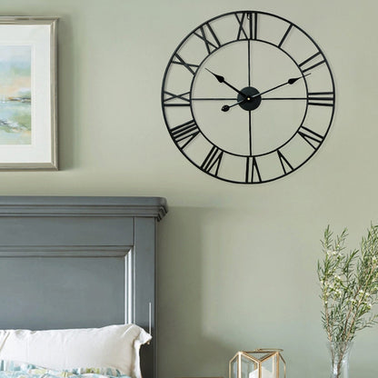 60cm Retro Living Room Iron Round Roman Numeral Mute Decorative Wall Clock