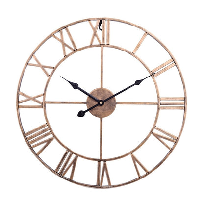 60cm Retro Living Room Iron Round Roman Numeral Mute Decorative Wall Clock
