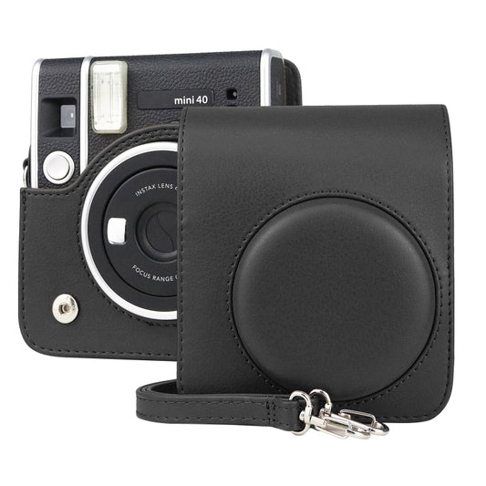 Full Body Camera Retro PU Leather Case Bag with Strap compatible with FUJIFILM instax mini 40, Compatible with FUJIFILM instax mini 40