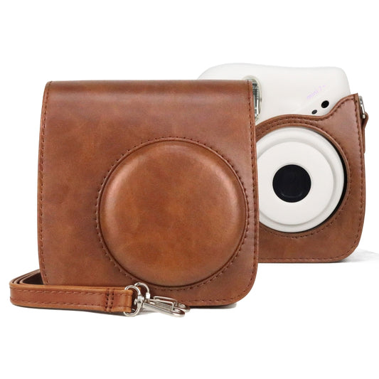 Retro Full Body PU Leather Case Camera Bag with Strap compatible with FUJIFILM instax mini 7+, Compatible with FUJIFILM instax mini 7+