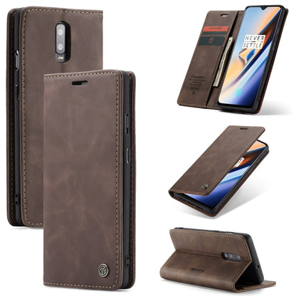 CaseMe-013 Multi-functional Retro Frosted Horizontal Flip Leather Case with Card Slot & Holder & Wallet, Compatible with OnePlus 7