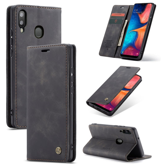 CaseMe-013 Multi-functional Retro Frosted Horizontal Flip Leather Case with Card Slot & Holder & Wallet, Compatible with Galaxy A20e