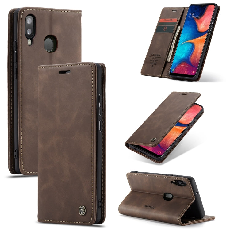 CaseMe-013 Multi-functional Retro Frosted Horizontal Flip Leather Case with Card Slot & Holder & Wallet, Compatible with Galaxy A20e