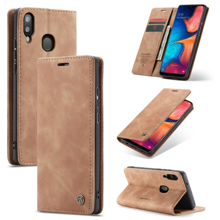 CaseMe-013 Multi-functional Retro Frosted Horizontal Flip Leather Case with Card Slot & Holder & Wallet, Compatible with Galaxy A20e