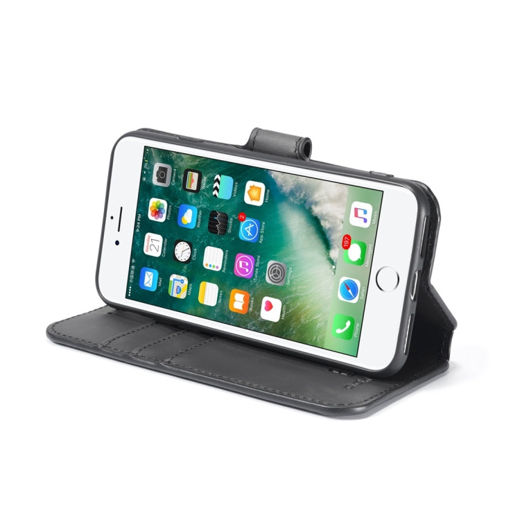 DG.MING Retro Oil Side Horizontal Flip Case with Holder & Card Slots & Wallet, compatible with iPhone 7 / 8