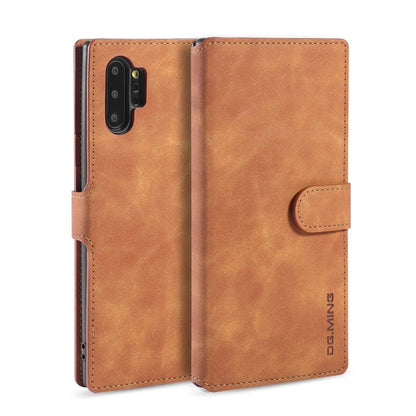 DG.MING Retro Oil Side Horizontal Flip Case with Holder & Card Slots & Wallet, compatible with Galaxy Note 10+