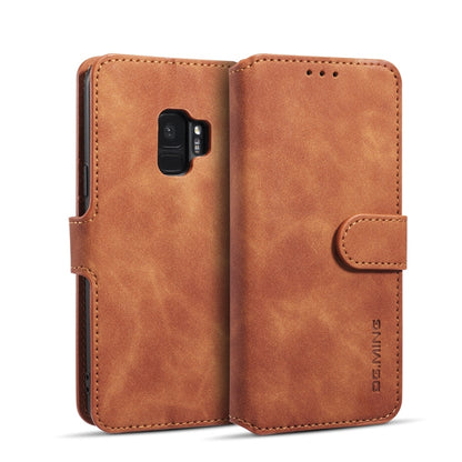 DG.MING Retro Oil Side Horizontal Flip Case with Holder & Card Slots & Wallet, compatible with Galaxy S9