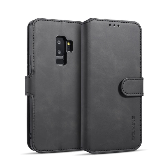 DG.MING Retro Oil Side Horizontal Flip Case with Holder & Card Slots & Wallet, compatible with Galaxy S9+