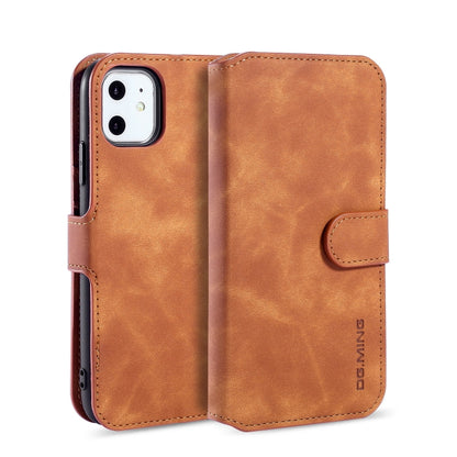 DG.MING Retro Oil Side Horizontal Flip Case with Holder & Card Slots & Wallet compatible with iPhone, Compatible with iPhone 11 (2019)
