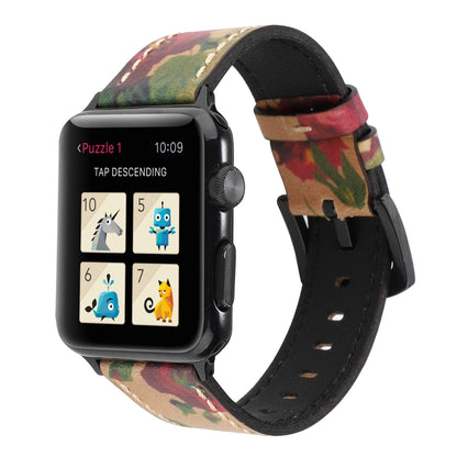 Retro Head-layer Cowhide Genuine Leather Watchband Compatible with Apple Watch Series 6 & SE & 5 & 4 44mm / 3 & 2 & 1 42mm, Compatible with Apple Watch Series 7 45mm / 6 & SE & 5 & 4 44mm / 3 & 2 & 1 42mm