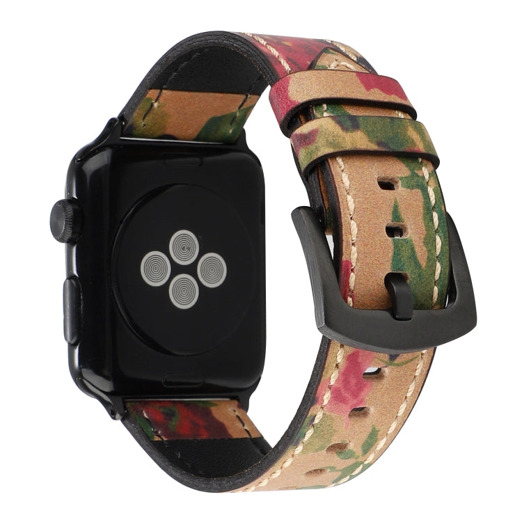 Retro Head-layer Cowhide Genuine Leather Watchband Compatible with Apple Watch Series 6 & SE & 5 & 4 44mm / 3 & 2 & 1 42mm, Compatible with Apple Watch Series 7 45mm / 6 & SE & 5 & 4 44mm / 3 & 2 & 1 42mm