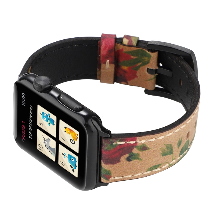 Retro Head-layer Cowhide Genuine Leather Watchband Compatible with Apple Watch Series 6 & SE & 5 & 4 44mm / 3 & 2 & 1 42mm, Compatible with Apple Watch Series 7 45mm / 6 & SE & 5 & 4 44mm / 3 & 2 & 1 42mm