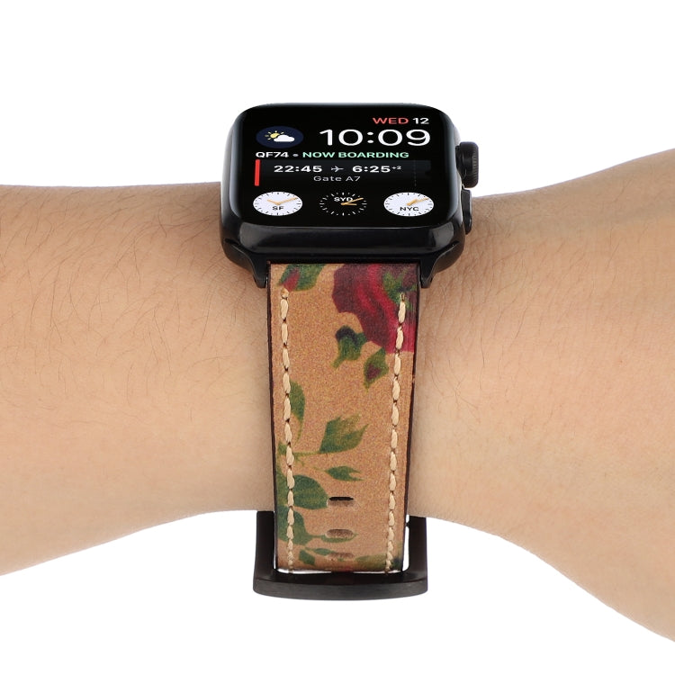 Retro Head-layer Cowhide Genuine Leather Watchband Compatible with Apple Watch Series 6 & SE & 5 & 4 44mm / 3 & 2 & 1 42mm, Compatible with Apple Watch Series 7 45mm / 6 & SE & 5 & 4 44mm / 3 & 2 & 1 42mm