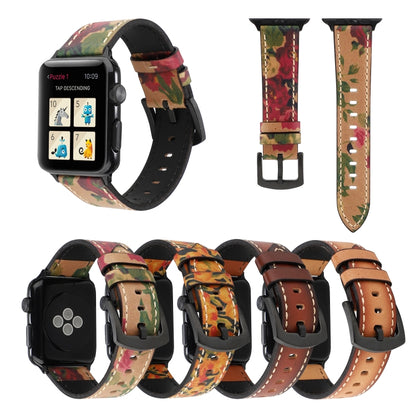 Retro Head-layer Cowhide Genuine Leather Watchband Compatible with Apple Watch Series 6 & SE & 5 & 4 44mm / 3 & 2 & 1 42mm, Compatible with Apple Watch Series 7 45mm / 6 & SE & 5 & 4 44mm / 3 & 2 & 1 42mm