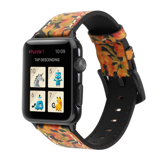 Retro Head-layer Cowhide Genuine Leather Watchband Compatible with Apple Watch Series 6 & SE & 5 & 4 44mm / 3 & 2 & 1 42mm, Compatible with Apple Watch Ultra 49mm / Series 8&7 45mm / SE 2&6&SE&5&4 44mm / 3&2&1 42mm