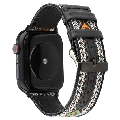 Ethnic Style Genuine Leather Strap, Compatible with Apple Watch Series 7 45mm / 6 & SE & 5 & 4 44mm / 3 & 2 & 1 42mm