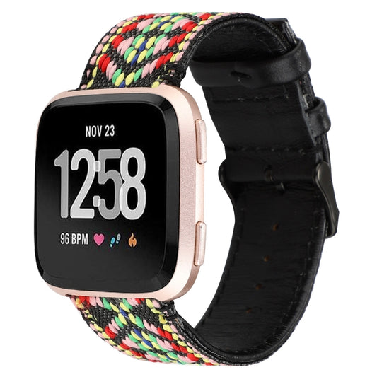 Compatible with Fitbit Versa Ethnic Style Genuine Leather Strap