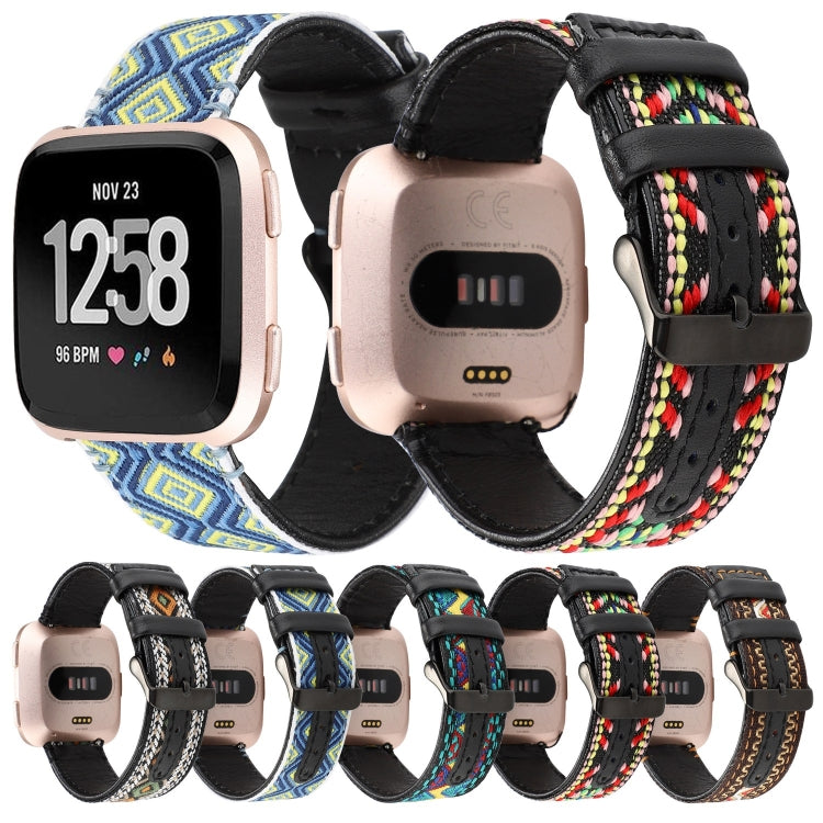 Compatible with Fitbit Versa Ethnic Style Genuine Leather Strap