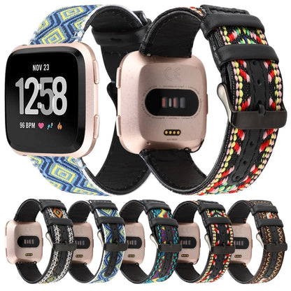 Compatible with Fitbit Versa Ethnic Style Genuine Leather Strap