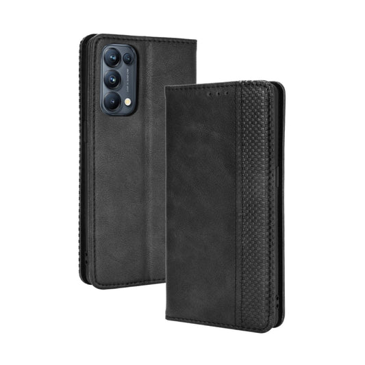Magnetic Buckle Retro Crazy Horse Texture Horizontal Flip Leather Case with Holder & Card Slots & Photo Frame, Compatible with OPPO Reno5 Pro 5G