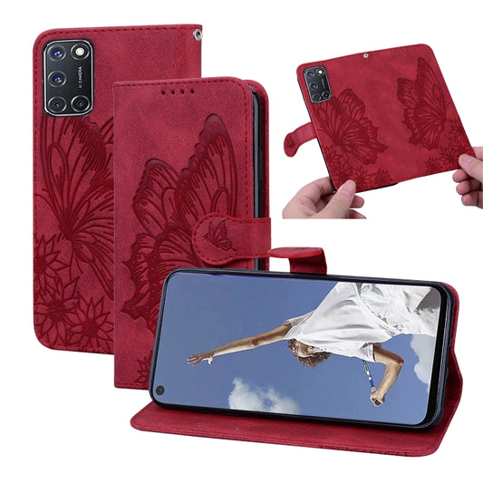 Retro Skin Feel Butterflies Embossing Horizontal Flip Leather Case with Holder & Card Slots & Wallet, Compatible with OPPO A52 / A72 / A92