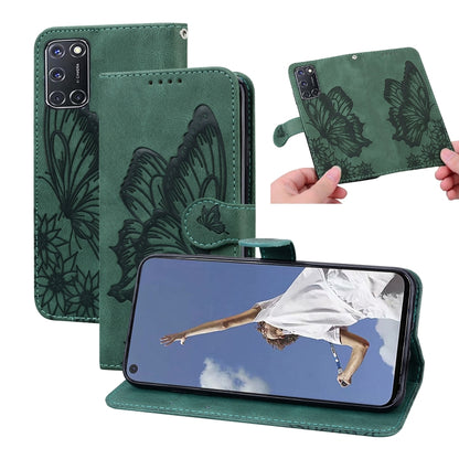 Retro Skin Feel Butterflies Embossing Horizontal Flip Leather Case with Holder & Card Slots & Wallet, Compatible with OPPO A52 / A72 / A92