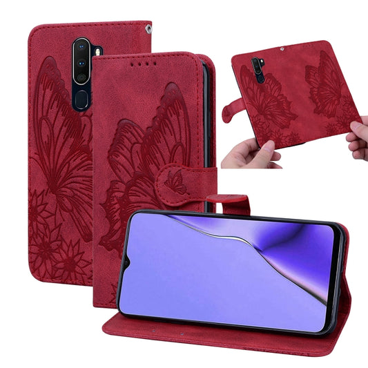 Retro Skin Feel Butterflies Embossing Horizontal Flip Leather Case with Holder & Card Slots & Wallet, Compatible with OPPO A9 (2020)