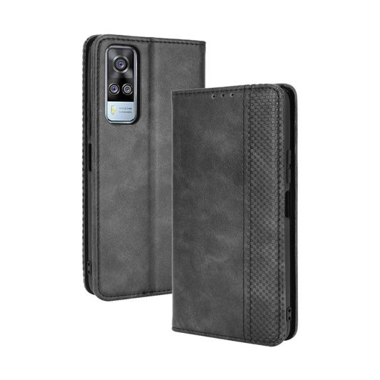 Magnetic Buckle Retro Crazy Horse Texture Horizontal Flip Leather Case with Holder & Card Slots & Photo Frame, Compatible with vivo Y51A ( 2021) / Y51 (2020) Overseas Version (India / Southeast Asia)