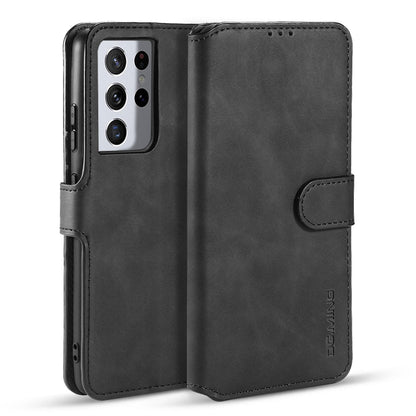 DG.MING Retro Oil Side Horizontal Flip Case with Holder & Card Slots & Wallet, Compatible with Samsung Galaxy S21 Ultra 5G