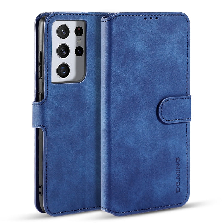 DG.MING Retro Oil Side Horizontal Flip Case with Holder & Card Slots & Wallet, Compatible with Samsung Galaxy S21 Ultra 5G