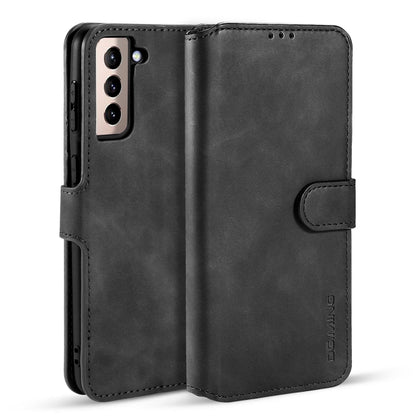 DG.MING Retro Oil Side Horizontal Flip Case with Holder & Card Slots & Wallet, Compatible with Samsung Galaxy S21 5G