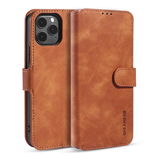 DG.MING Retro Oil Side Horizontal Flip Case with Holder & Card Slots & Wallet, Compatible with iPhone 12 Pro Max