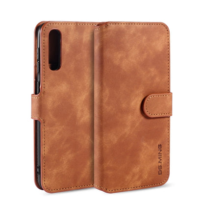 DG.MING Retro Oil Side Horizontal Flip Case with Holder & Card Slots & Wallet, Compatible with Galaxy A30s / A50s