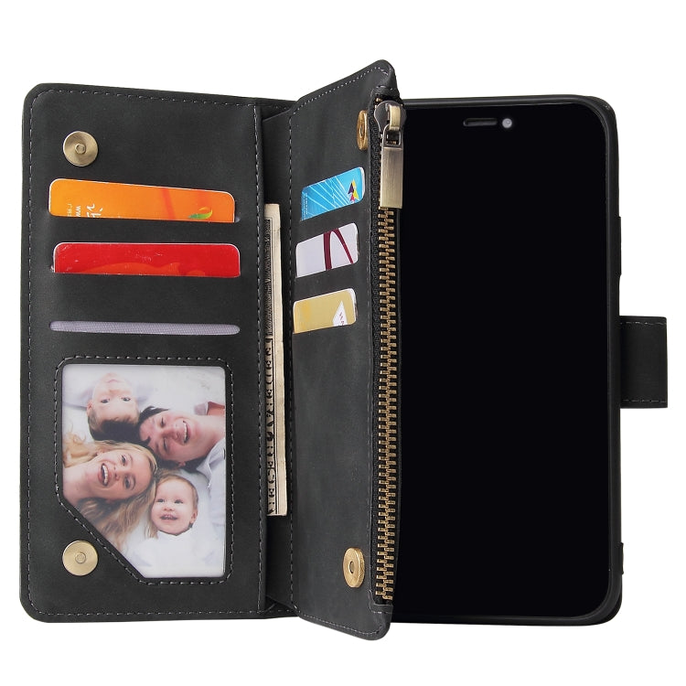 Multifunctional Retro Frosted Horizontal Flip Leather Case with Card Slot & Holder & Zipper Wallet & Photo Frame & Lanyard, For iPhone XR