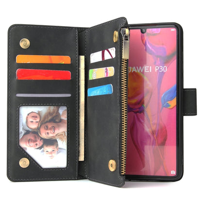 Multifunctional Retro Frosted Horizontal Flip Leather Case with Card Slot & Holder & Zipper Wallet & Photo Frame & Lanyard, Compatible with Huawei P30