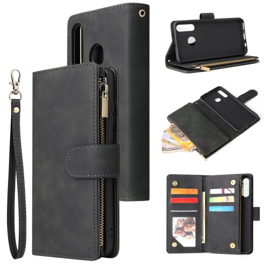 Multifunctional Retro Frosted Horizontal Flip Leather Case with Card Slot & Holder & Zipper Wallet & Photo Frame & Lanyard, Compatible with Huawei P30 Lite