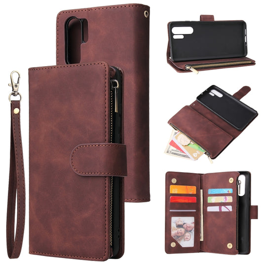 Multifunctional Retro Frosted Horizontal Flip Leather Case with Card Slot & Holder & Zipper Wallet & Photo Frame & Lanyard, Compatible with Huawei P30 Pro