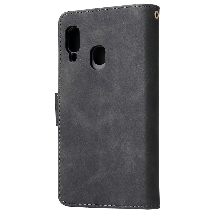Multifunctional Retro Frosted Horizontal Flip Leather Case with Card Slot & Holder & Zipper Wallet & Photo Frame & Lanyard, Compatible with Samsung Galaxy A20e